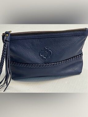 OrYANY NAVY BLUE LEATHER TASSEL LEATHER CLUTCH BAG